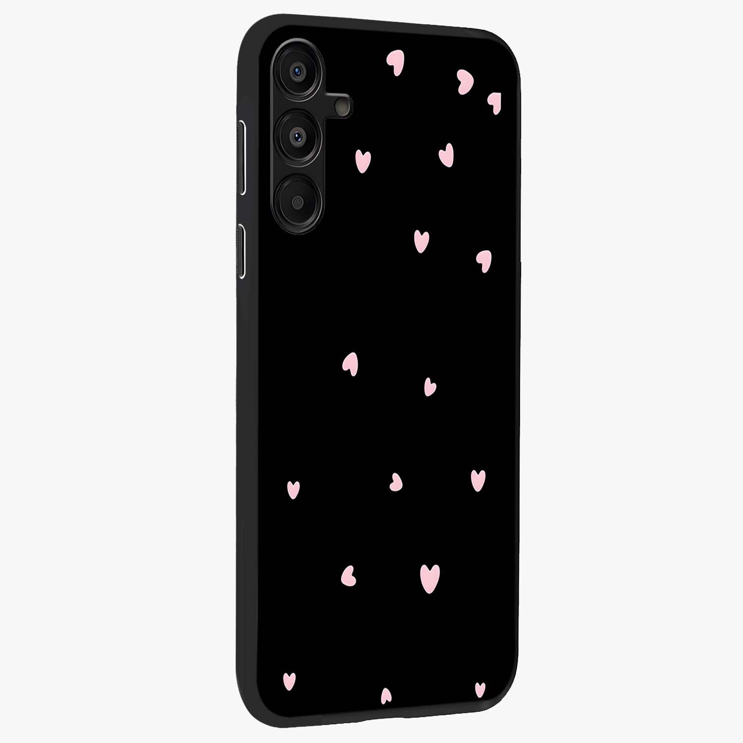 Pink Love Drops Glass Case upright view showcasing charming heart drop artwork with romantic playful theme.