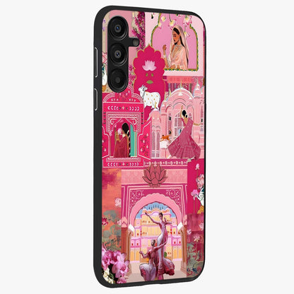 Pink Palace Muse Glass Case upright view showcasing artistic palace artwork with graceful royal theme.