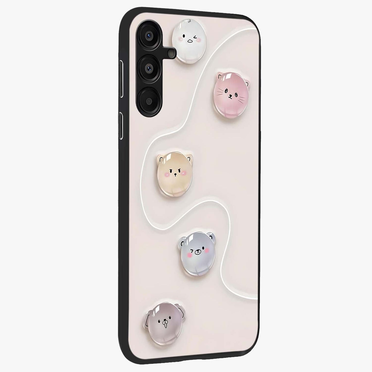 Puffy Face Parade Glass Case upright view showcasing adorable character artwork with cheerful animated theme.