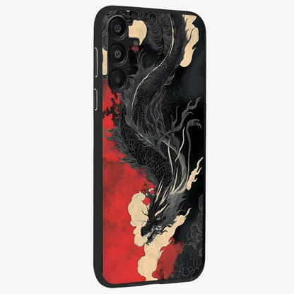 Shadow Dragon Fury Glass Case upright view showcasing intense dragon artwork with dramatic shadow theme.