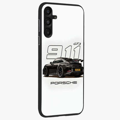 Turbo Legacy Icon Glass Case upright view showcasing bold racing inspired artwork with classic car theme.