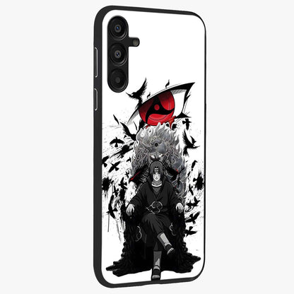 Uchiha Shadow Throne Glass Case upright view showcasing magical underwater galaxy artwork with vibrant cosmic theme.