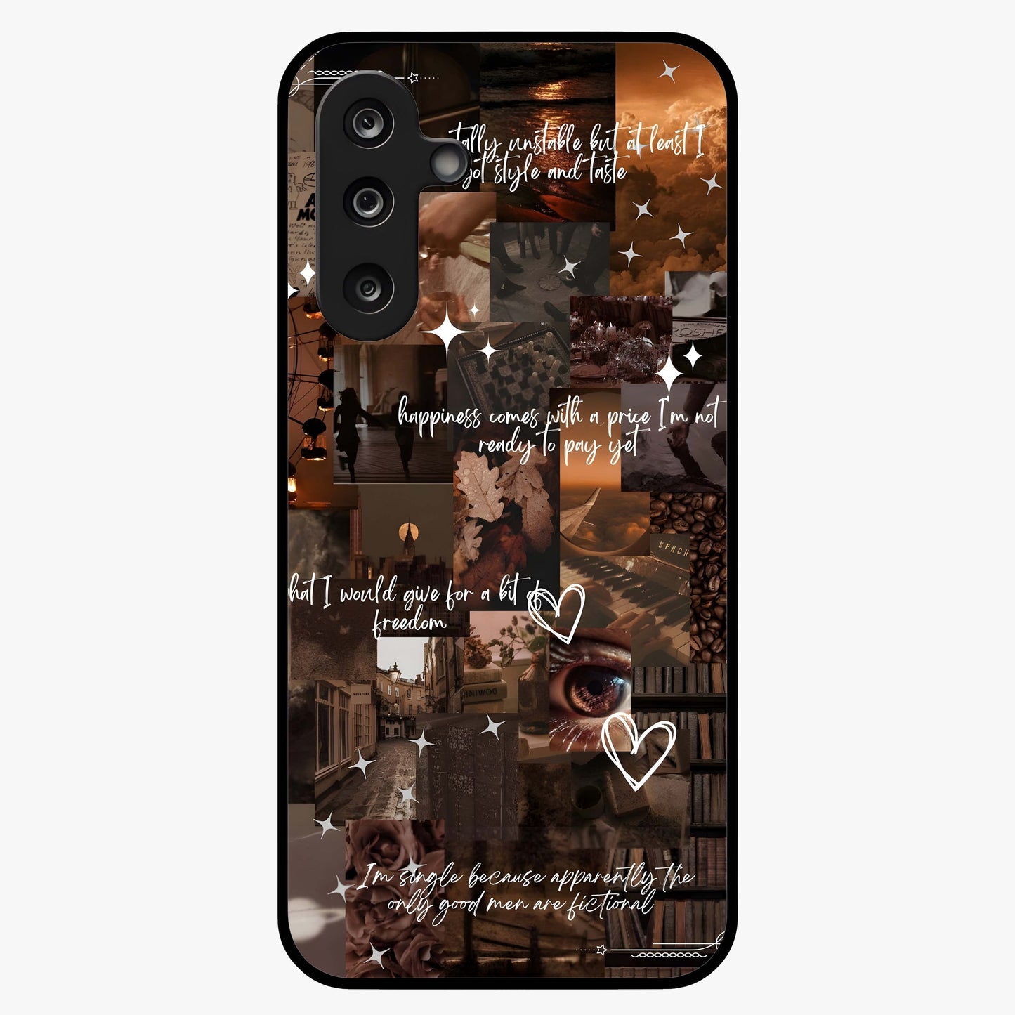 Bittersweet Aesthetic Chaos Glass Case showing flat back view with artistic chaotic aesthetic design and glossy glass finish.