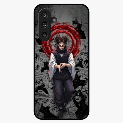 Cursed Ritual Ascension Glass Case showing flat back view with dark ritual themed artwork and glossy glass finish.