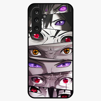 Eyes of Destiny Glass Case showing flat back view with striking eye themed artwork and glossy glass finish.