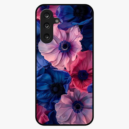 Flower Paper Art Pattern Glass Case showing flat back view with paper cut style floral artwork and glossy glass finish.