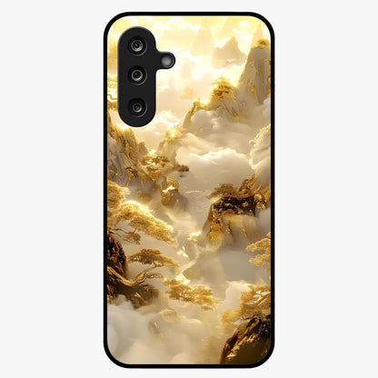 Gates Of Illumination Glass Case showing flat back view with mystical illuminated gate artwork and glossy glass finish.