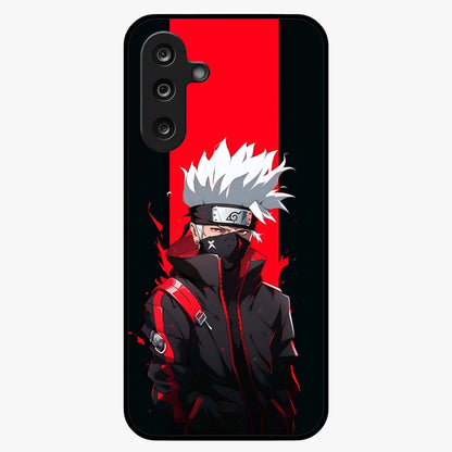 Kakashi Scarlet Shadow Glass Case showing flat back view with powerful anime ninja artwork and glossy glass finish.