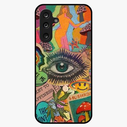 Mystic Eye Wonderland Glass Case showing flat back view with mystical eye themed artwork and glossy glass finish.