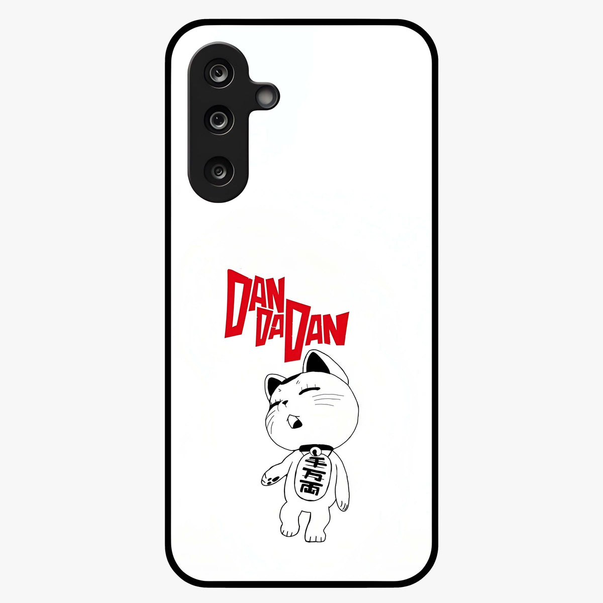 Playful Spirit Charm Glass Case showing flat back view with cheerful charm themed artwork and glossy glass finish.
