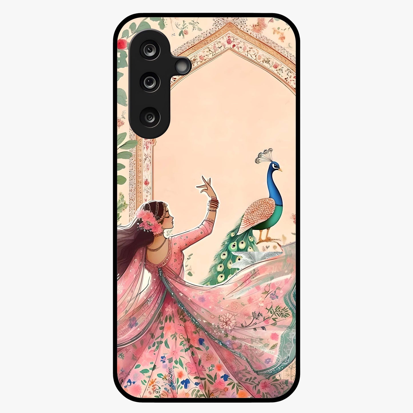Royal Grace Muse Glass Case showing flat back view with elegant artistic artwork and glossy glass finish.