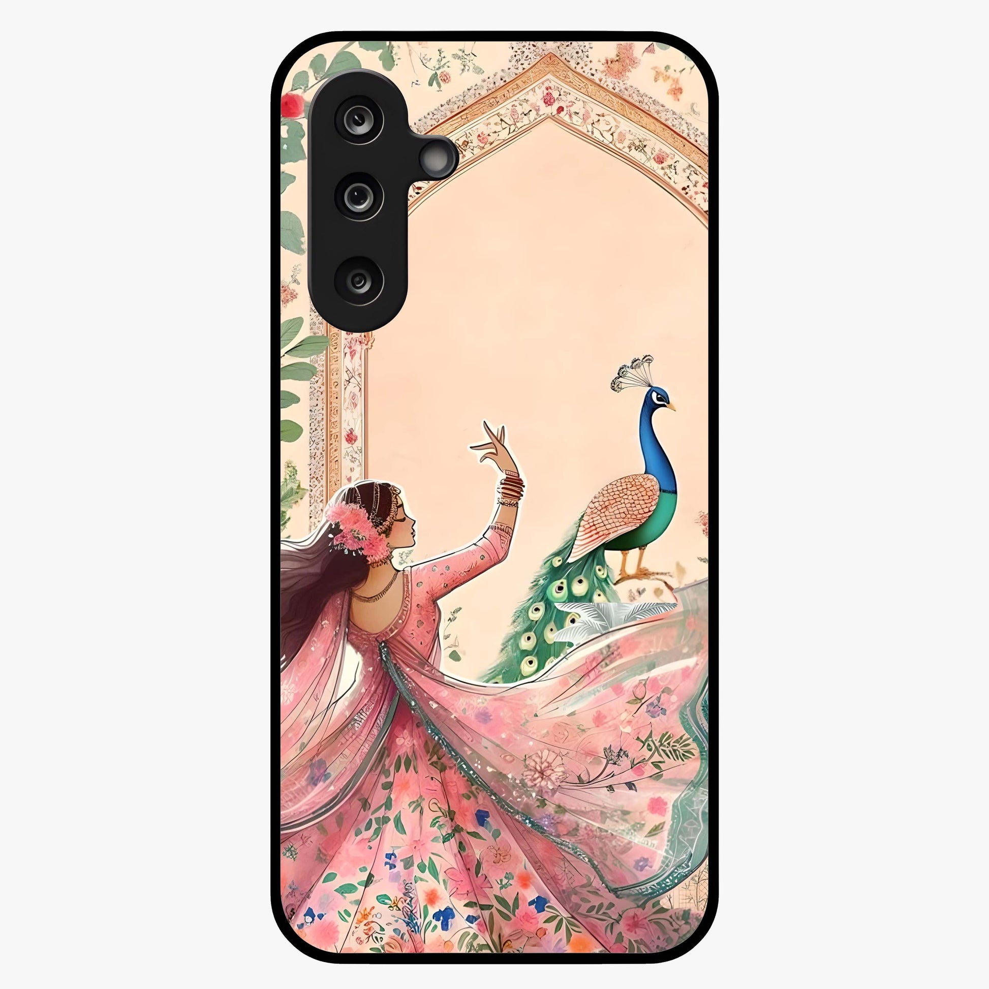 Royal Grace Muse Glass Case showing flat back view with elegant artistic artwork and glossy glass finish.