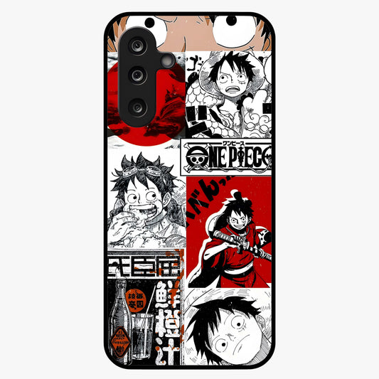 Strawhat Chaos Panels Glass Case showing flat back view with anime inspired chaos panel artwork and glossy glass finish.