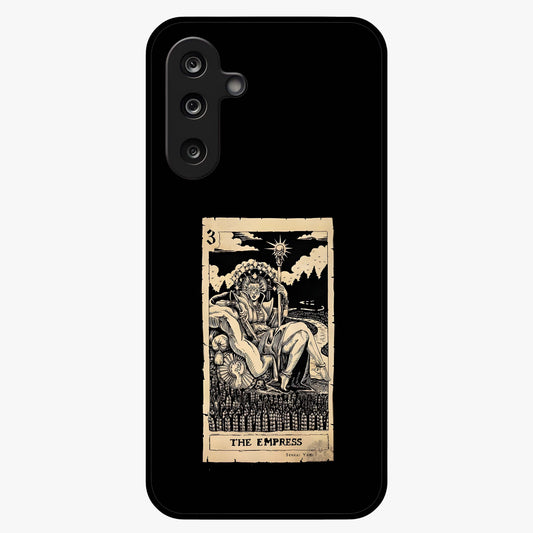 The Empress Glass Case showing flat back view with regal feminine artwork and glossy glass finish.
