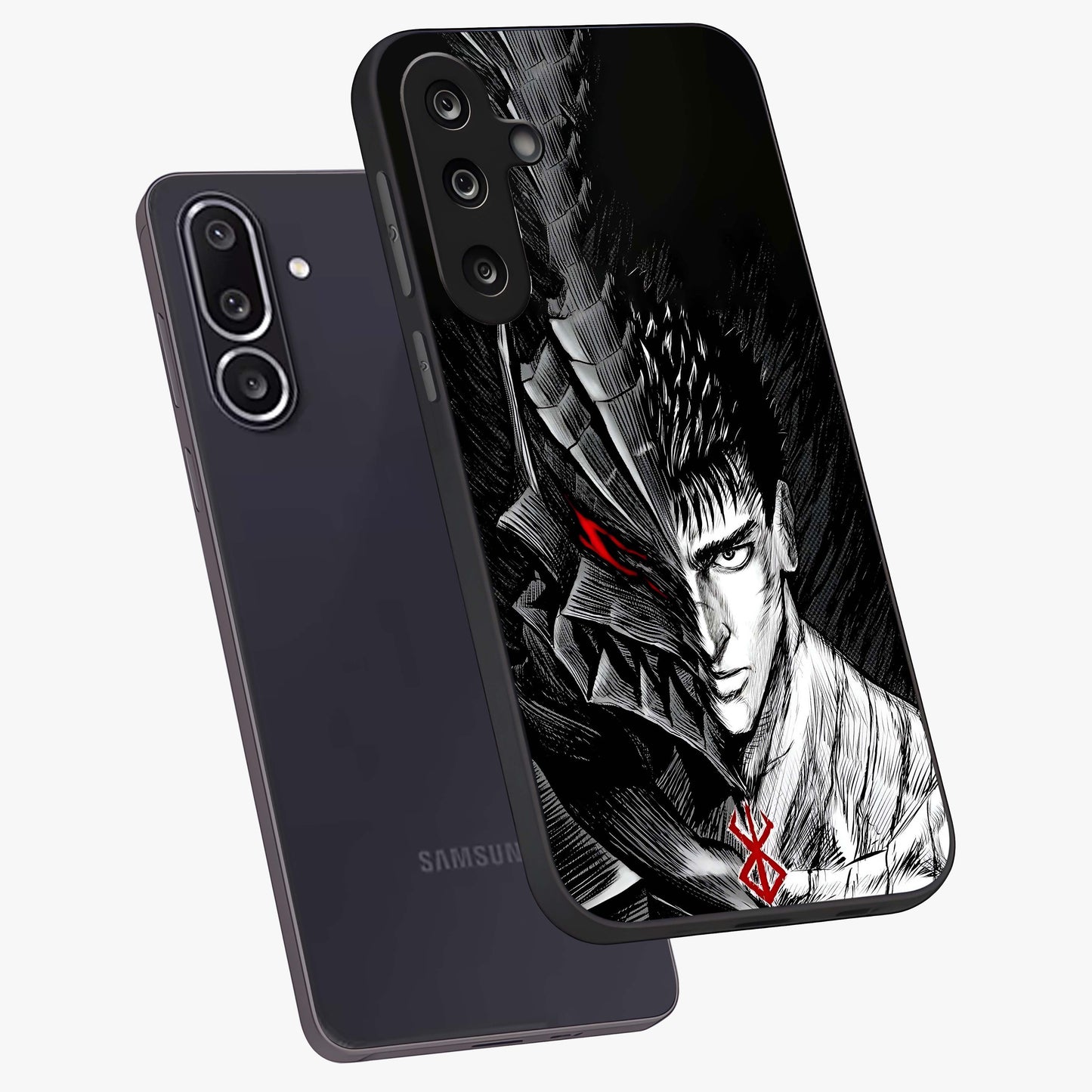 Berserker Blood Oath Glass Case displayed in angled mockup highlighting dark fantasy graphic design and powerful theme.