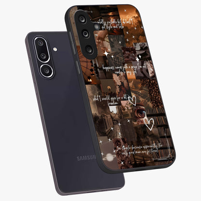 Bittersweet Aesthetic Chaos Glass Case displayed in angled mockup highlighting expressive abstract artwork and edgy aesthetic theme.