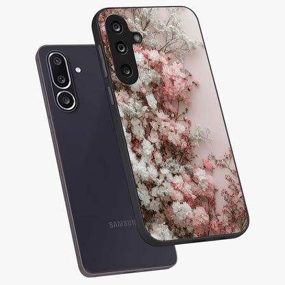 Blush Blossom Cloud Glass Case displayed in angled mockup highlighting soft cloud and blossom design with pastel aesthetic.