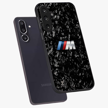 Carbon Speed Mark Glass Case displayed in angled mockup highlighting racing inspired carbon design and sleek aesthetic style.