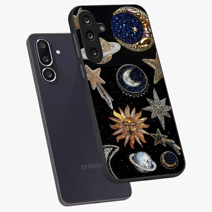 Celestial Gem Constellations Glass Case displayed in angled mockup highlighting gemstone inspired constellation design.