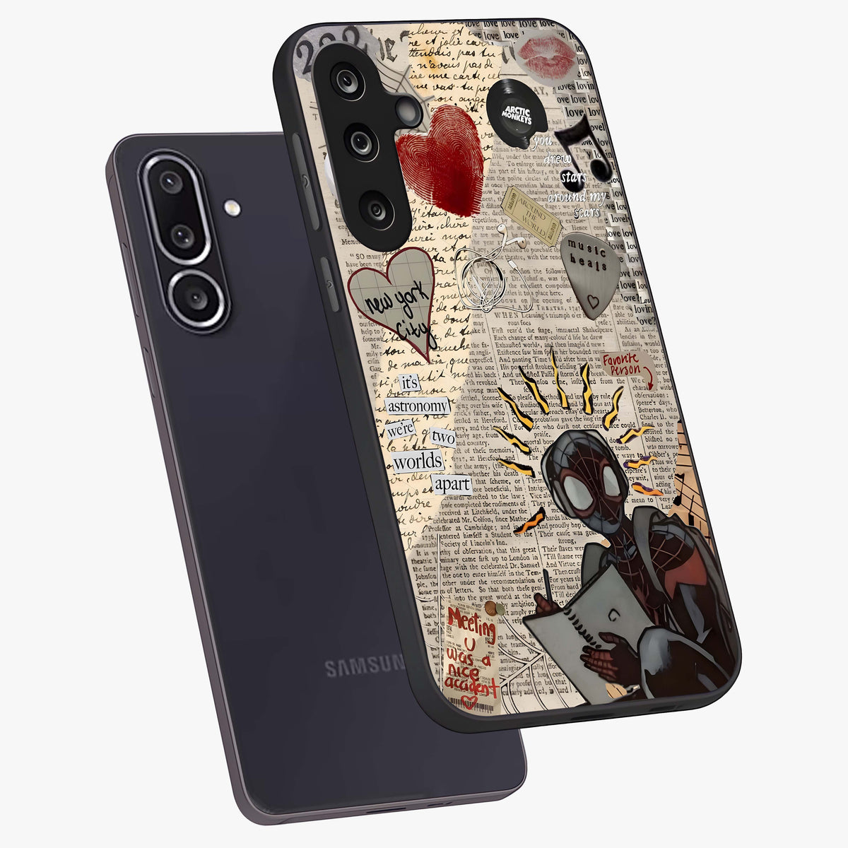 City Dream Sketch Glass Case displayed in angled mockup highlighting minimal city illustration with aesthetic sketch style.