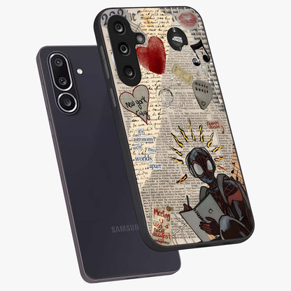 City Dream Sketch Glass Case displayed in angled mockup highlighting minimal city illustration with aesthetic sketch style.