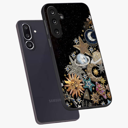 Cosmic Sparkle Dreams Glass Case displayed in angled mockup highlighting dreamy star sparkle design with celestial aesthetic.
