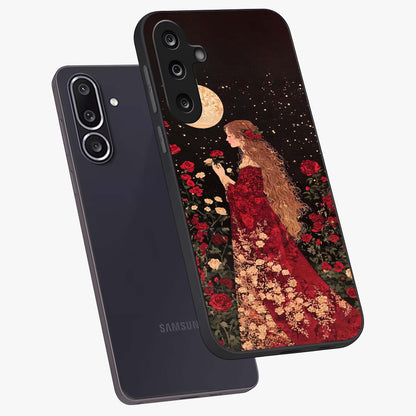Crimson Dreams Glass Case displayed in angled mockup highlighting soft crimson aesthetic design with artistic theme.