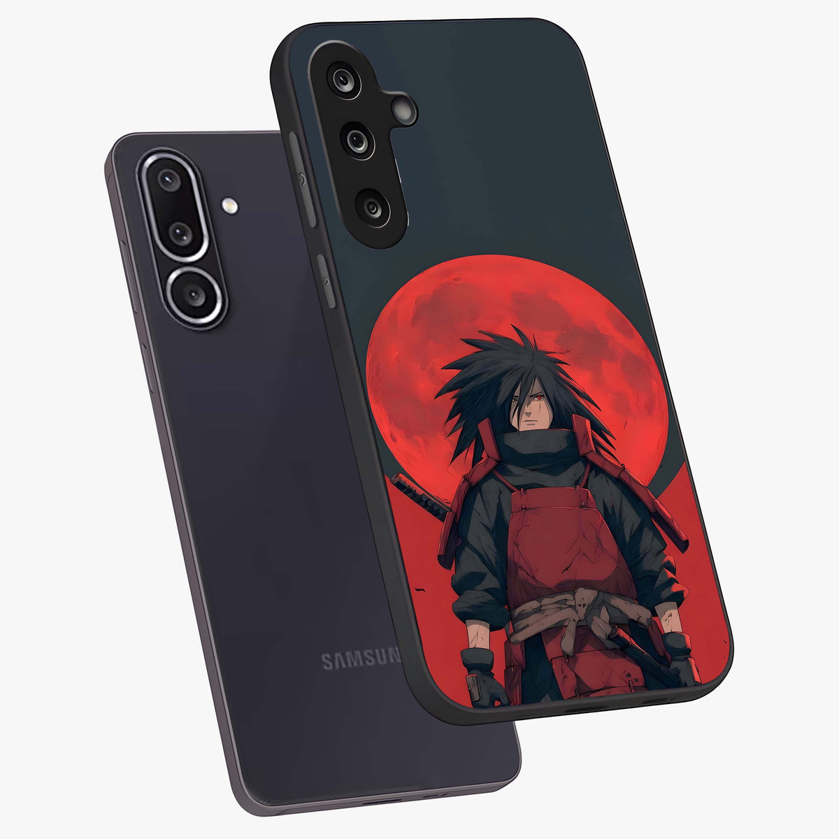 Crimson Moon Warlord Glass Case displayed in angled mockup highlighting dramatic crimson moon design with fantasy aesthetic.
