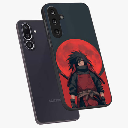 Crimson Moon Warlord Glass Case displayed in angled mockup highlighting dramatic crimson moon design with fantasy aesthetic.