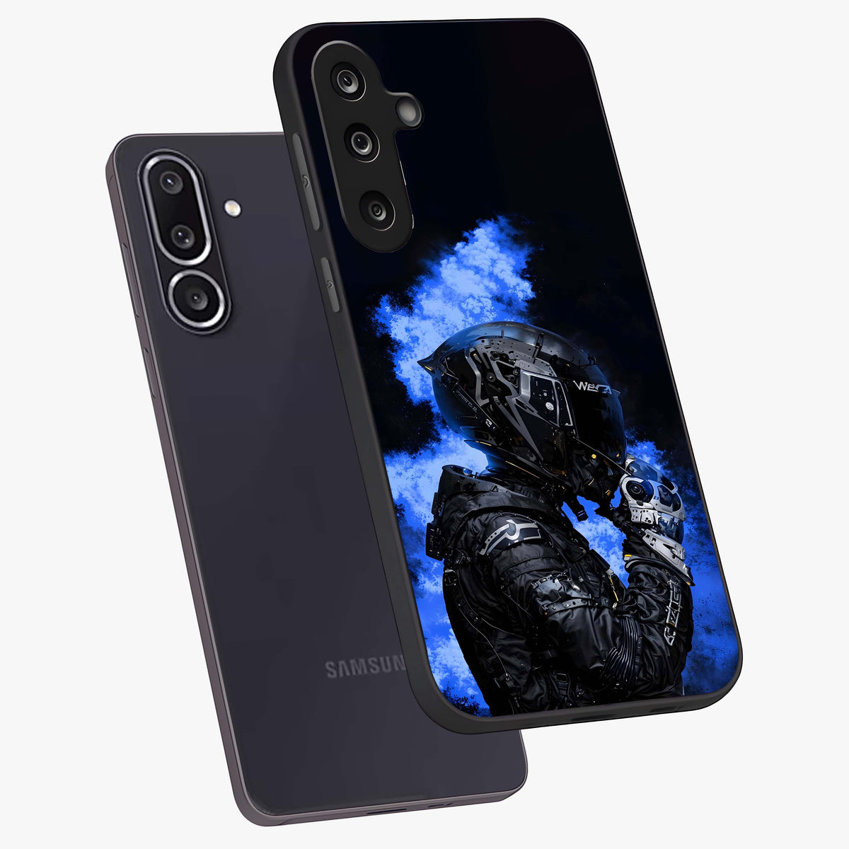 Cyber Sentinel Protocol Glass Case displayed in angled mockup highlighting digital cyber design with sci-fi aesthetic style.