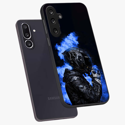 Cyber Sentinel Protocol Glass Case displayed in angled mockup highlighting digital cyber design with sci-fi aesthetic style.