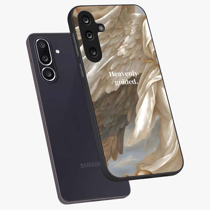 Divine Winged Grace Glass Case displayed in angled mockup highlighting graceful wing design with divine aesthetic style.