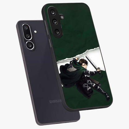 Emerald War Vanguard Glass Case displayed in angled mockup highlighting intense battle inspired design with emerald tone aesthetic.