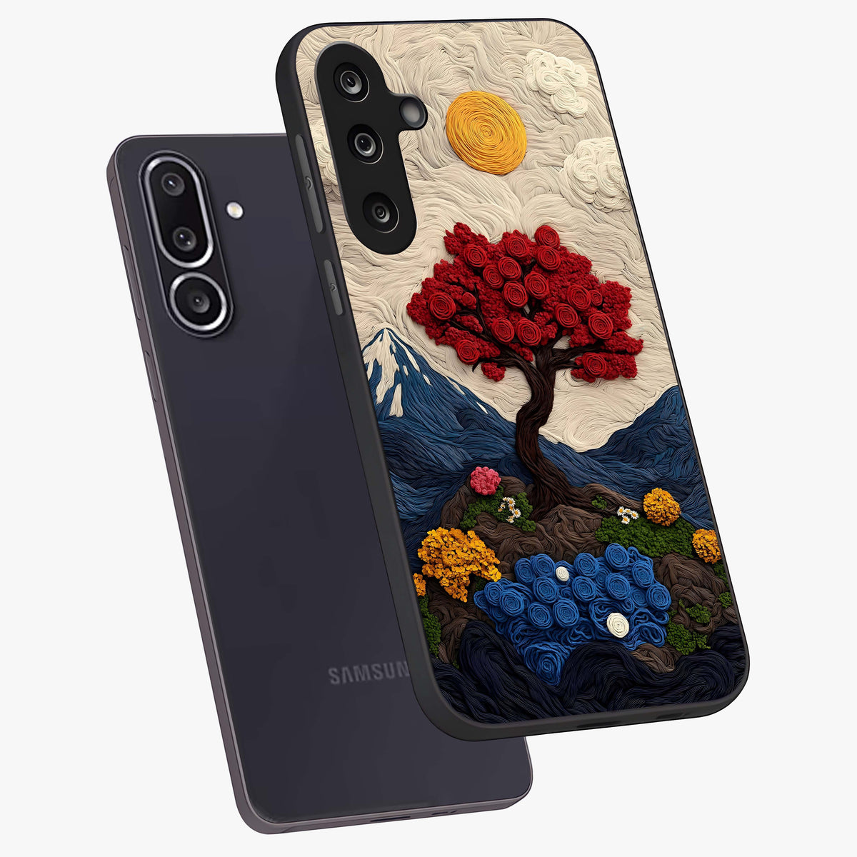 Eternal Nature Tapestry Glass Case displayed in angled mockup highlighting detailed botanical pattern with artistic aesthetic.