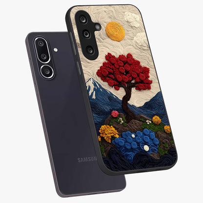 Eternal Nature Tapestry Glass Case displayed in angled mockup highlighting detailed botanical pattern with artistic aesthetic.