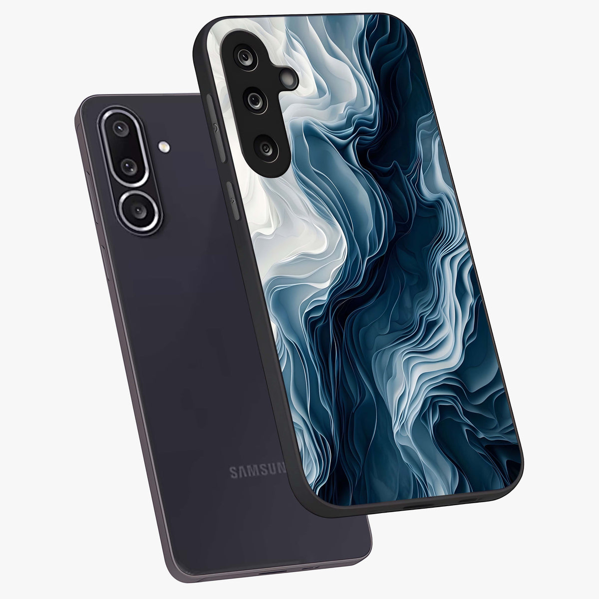 Ethereal Paper Marble Glass Case displayed in angled mockup highlighting elegant marble pattern with modern aesthetic style.