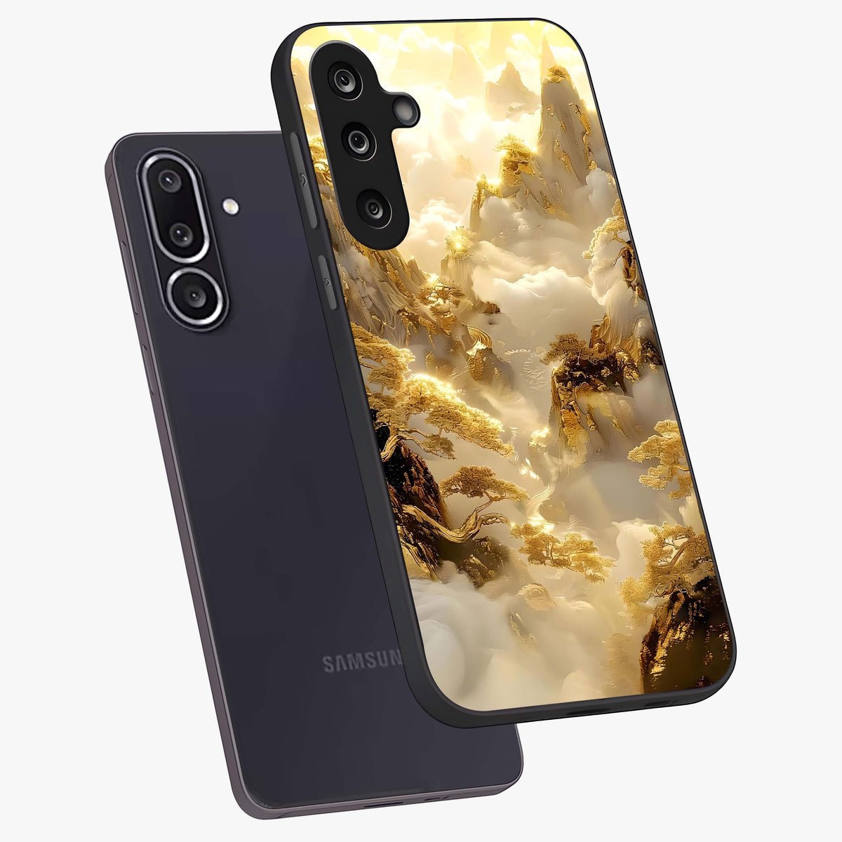 Gates Of Illumination Glass Case displayed in angled mockup highlighting radiant portal inspired design with fantasy aesthetic.