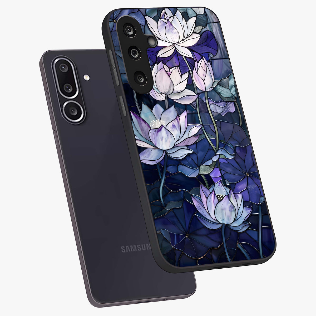 Gloss Petal Rush Glass Case displayed in angled mockup highlighting vibrant petal design with elegant floral aesthetic.