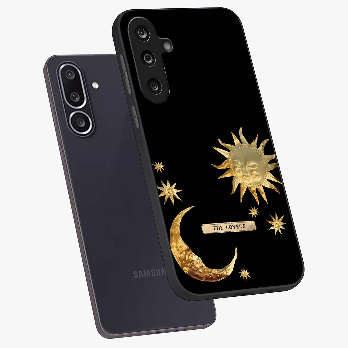 Gold Sun Blush Glass Case displayed in angled mockup highlighting radiant sun design with warm golden aesthetic.