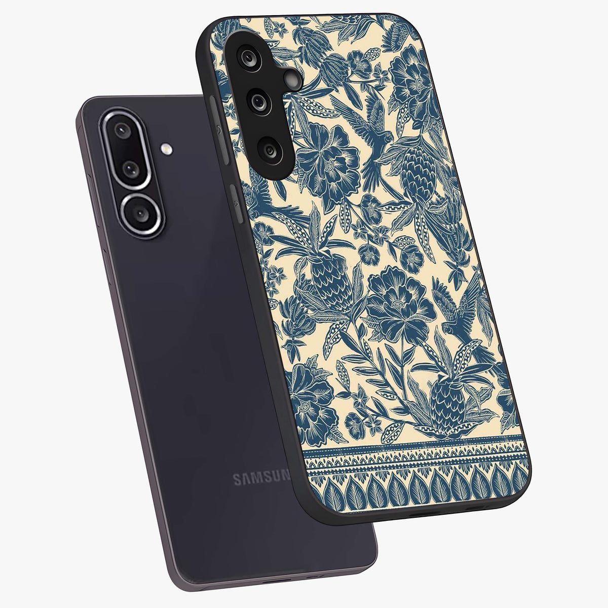 Heirloom Wild Bloom Glass Case displayed in angled mockup highlighting botanical bloom design with classic aesthetic style.