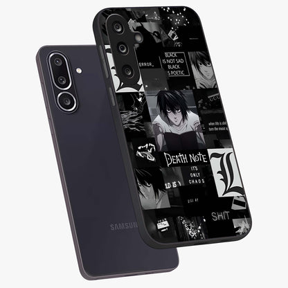 Midnight Chaos Mind Glass Case displayed in angled mockup highlighting chaotic artistic design with dramatic midnight aesthetic.