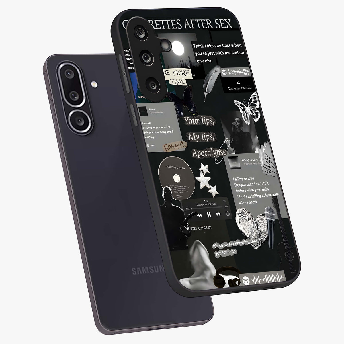 Midnight Love Echo Glass Case displayed in angled mockup highlighting elegant love inspired design with deep aesthetic style.