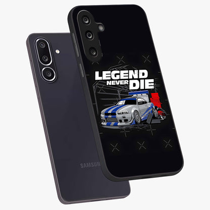Midnight Racing Legacy Glass Case displayed in angled mockup highlighting dynamic automotive design with bold midnight aesthetic.