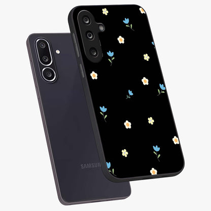 Minimal Petal Whispers Glass Case displayed in angled mockup highlighting delicate petal design with clean minimal aesthetic.