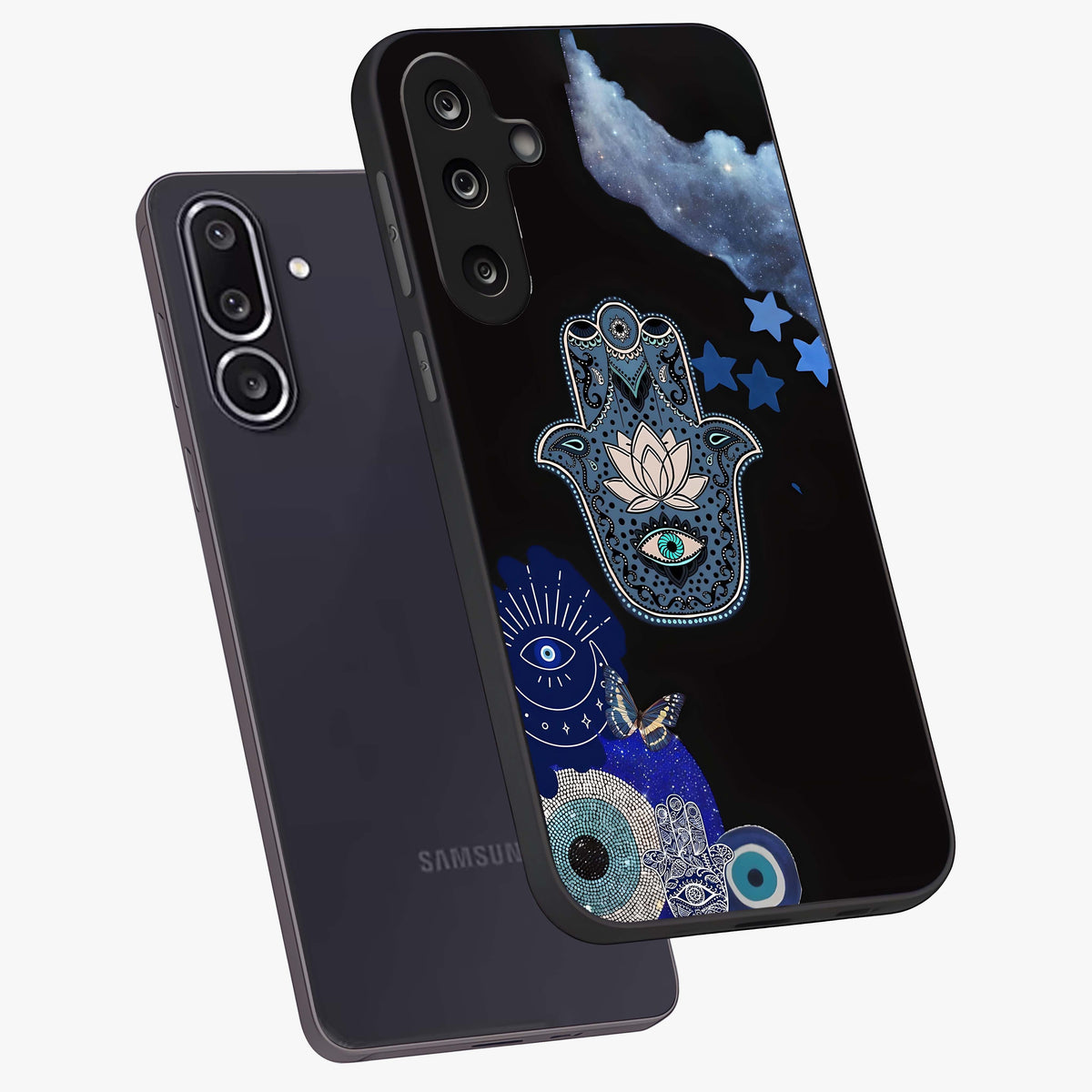 Mystic Hand Aura Glass Case displayed in angled mockup highlighting magical aura design with spiritual aesthetic style.