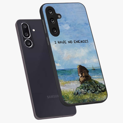 Peace Beyond War Glass Case displayed in angled mockup highlighting meaningful message design with artistic aesthetic style.