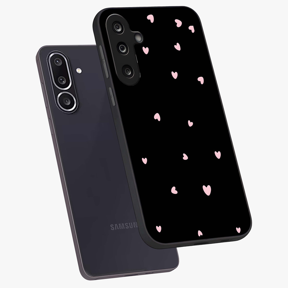 Pink Love Drops Glass Case displayed in angled mockup highlighting cute love drop design with vibrant pink aesthetic.