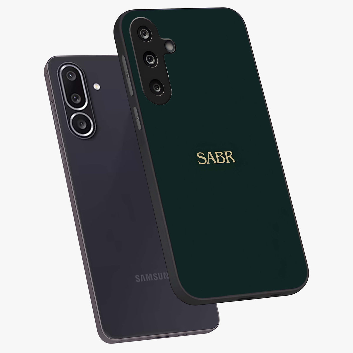 Sabr Minimal Patience Glass Case displayed in angled mockup highlighting simple inspirational design with clean aesthetic style.