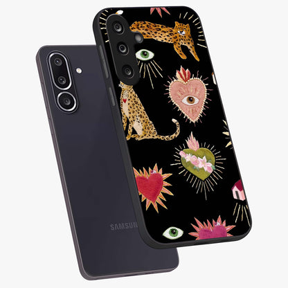 Sacred Jungle Heart Glass Case displayed in angled mockup highlighting lush tropical design with natural aesthetic style.