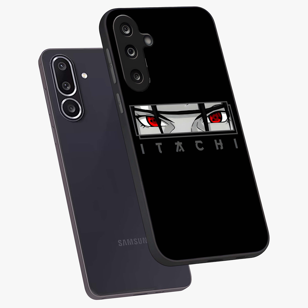 Scarlet Gaze Dominance Glass Case displayed in angled mockup highlighting intense visual design with bold scarlet aesthetic.